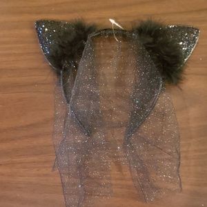$2 w/ bundle! Black Glitter Cat Headband w/ Veil